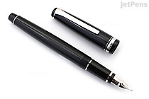 Pilot Falcon Fountain Pen - Black - Rhodium Trim - 14k Soft Fine - PILOT FALFPBLUFBLKR Pilot Falcon Fountain Pen - Black - Rhodium Trim - 14k Soft Fine - PILOT FALFPBLUFBLKR