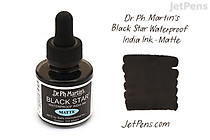 Dr. Ph. Martin's Black Star Waterproof India Ink - Matte - 1 oz - DR PH MARTIN'S 400034 Dr. Ph. Martin's Black Star Waterproof India Ink - Matte - 1 oz - DR PH MARTIN'S 400034