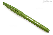 Pentel Fude Touch Brush Sign Pen - Olive Green - PENTEL SES15C-D2 Pentel Fude Touch Brush Sign Pen - Olive Green - PENTEL SES15C-D2