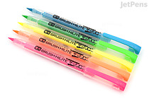 Kuretake Brush High-Lite Quick C+ Highlighter Pen - 5 Color Set - KURETAKE BHSC-55/5V Kuretake Brush High-Lite Quick C+ Highlighter Pen - 5 Color Set - KURETAKE BHSC-55/5V